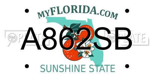 A862SB Florida License Plate