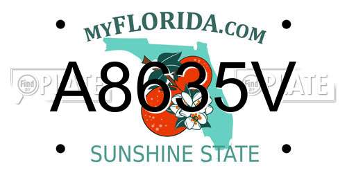 A8635V Florida License Plate