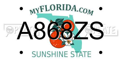 A868ZS Florida License Plate