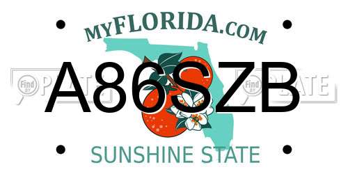 A86SZB Florida License Plate
