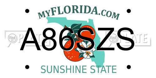 A86SZS Florida License Plate