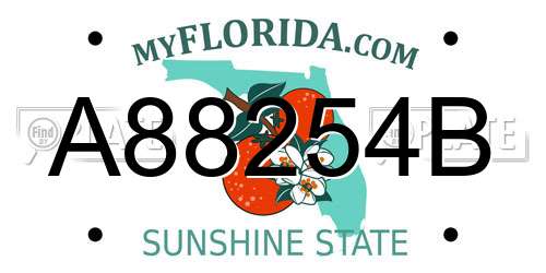 A88254B Florida License Plate