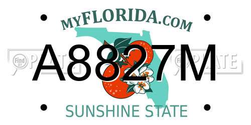 A8827M Florida License Plate