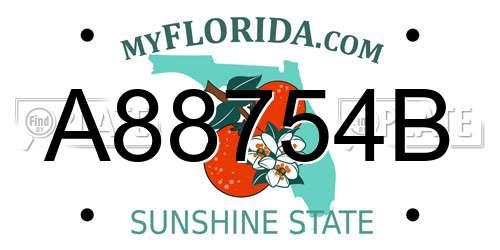 A88754B Florida License Plate