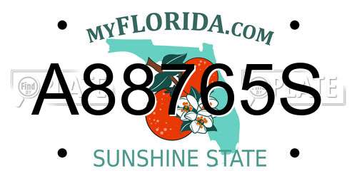 A88765S Florida License Plate