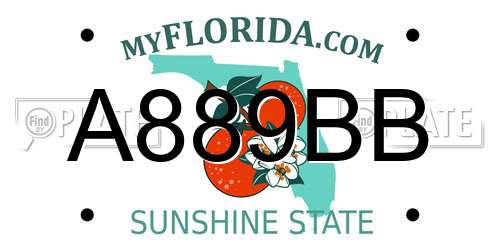 A889BB Florida License Plate