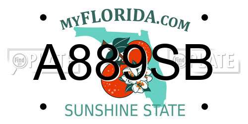 A889SB Florida License Plate