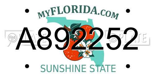 A892252 Florida License Plate