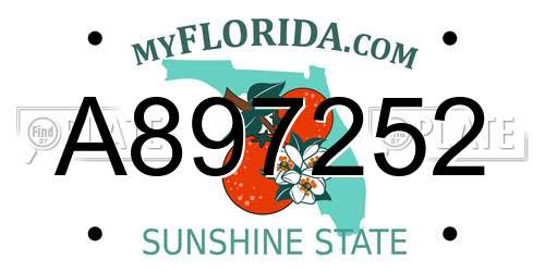 A897252 Florida License Plate