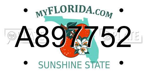 A897752 Florida License Plate