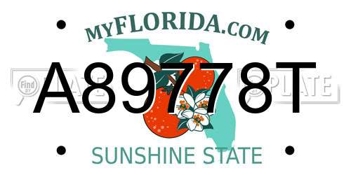 A89778T Florida License Plate