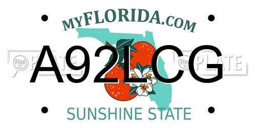 A92LCG Florida License Plate