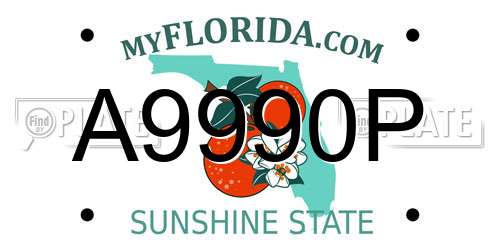 A9990P Florida License Plate
