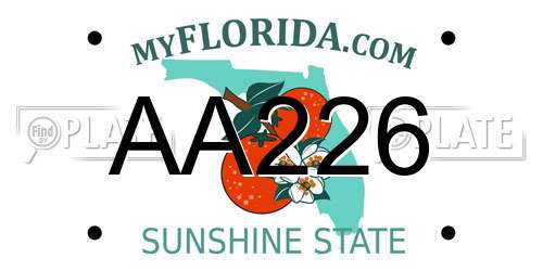 AA226 Florida License Plate