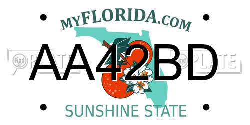 AA42BD Florida License Plate