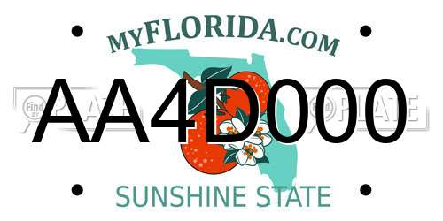 AA4D000 Florida License Plate
