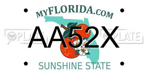 AA52X Florida License Plate