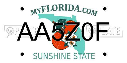 AA5Z0F Florida License Plate
