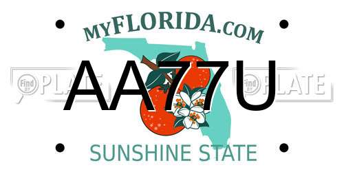 AA77U Florida License Plate