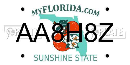 AA8H8Z Florida License Plate
