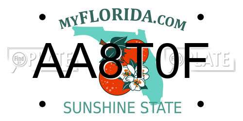 AA8T0F Florida License Plate