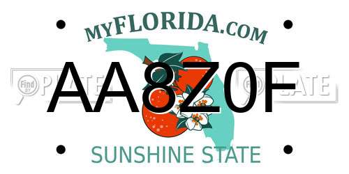 AA8Z0F Florida License Plate