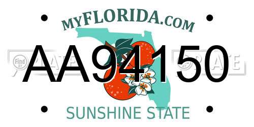 AA94150 Florida License Plate