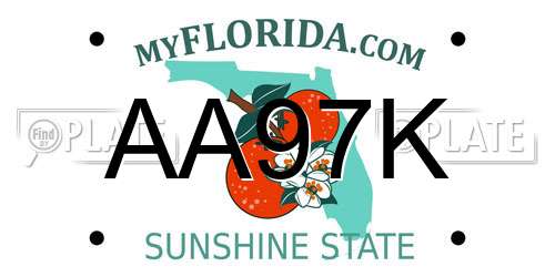 AA97K Florida License Plate
