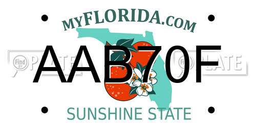 AAB70F Florida License Plate