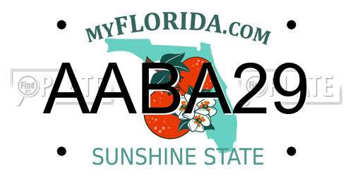 AABA29 Florida License Plate