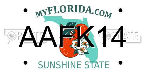 AAFK14 Florida License Plate