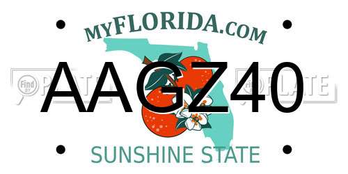 AAGZ40 Florida License Plate