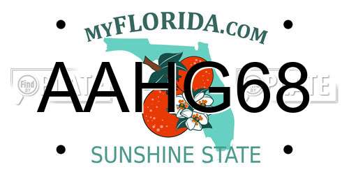 AAHG68 Florida License Plate