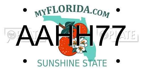 AAHH77 Florida License Plate