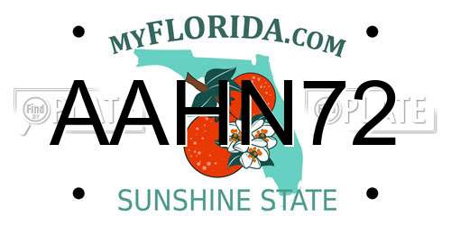 AAHN72 Florida License Plate