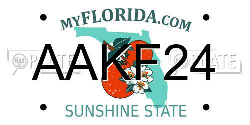 AAKF24 Florida License Plate
