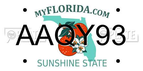 AAQY93 Florida License Plate