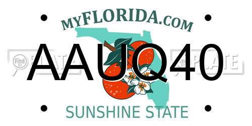 AAUQ40 Florida License Plate