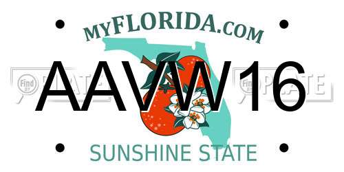 AAVW16 Florida License Plate