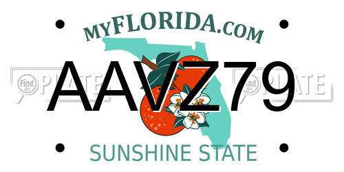 AAVZ79 Florida License Plate