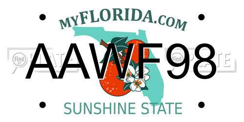 AAWF98 Florida License Plate