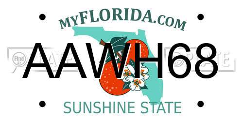 AAWH68 Florida License Plate