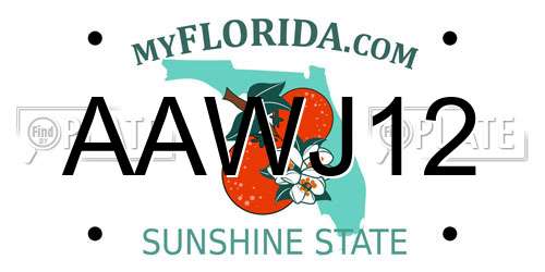 AAWJ12 Florida License Plate