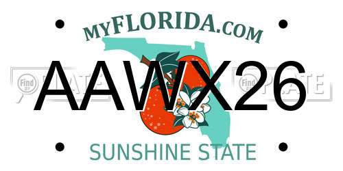 AAWX26 Florida License Plate