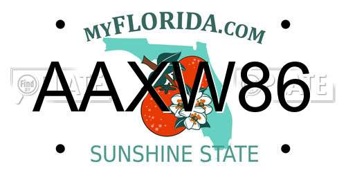 AAXW86 Florida License Plate