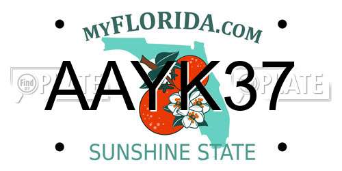 AAYK37 Florida License Plate
