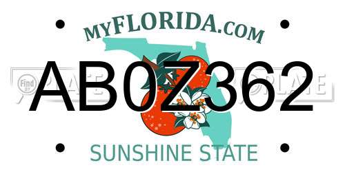 AB0Z362 Florida License Plate