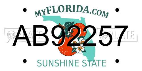 AB92257 Florida License Plate
