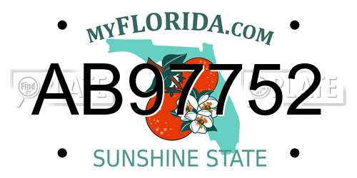 AB97752 Florida License Plate