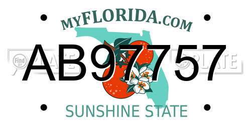 AB97757 Florida License Plate